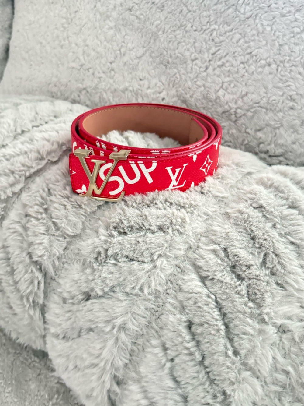 Red Designer-Inspired Women's Logo Belt
